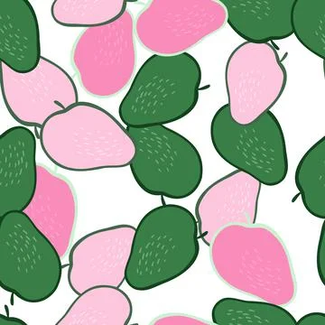 Creative apple seamless pattern in doodle style. Fruis wallpaper. Illustrazione stock