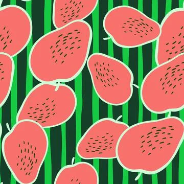Creative apple seamless pattern in doodle style. Fruis wallpaper. Illustrazione stock
