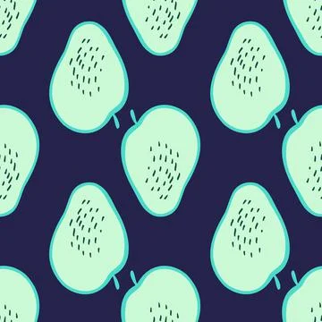 Creative apple seamless pattern in doodle style. Fruis wallpaper. Stock Illustration