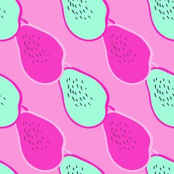 Creative apple seamless pattern in doodle style. Fruis wallpaper. イラスト素材