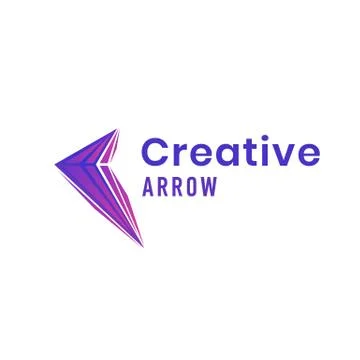 Creative arrow logo design with colorful triangles Ilustración de archivo