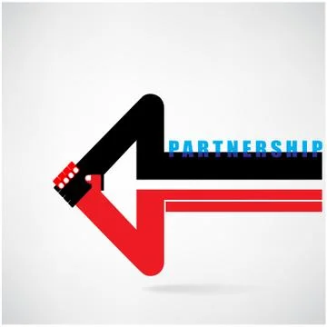 Creative arrow sign and handshake abstract design symbol. business concept.pa Stock Illustration