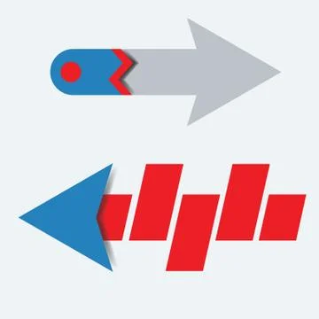 Creative Arrow vector 3d button icon or symbol. Illustrazione stock