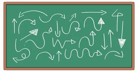 Creative Arrows on Green Chalkboard Stock Illustration