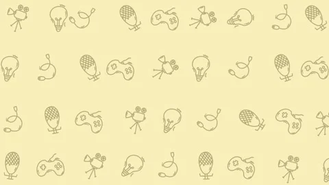 Creative Art Icons Looping Animation on Yellow Background Stock Footage 328553203