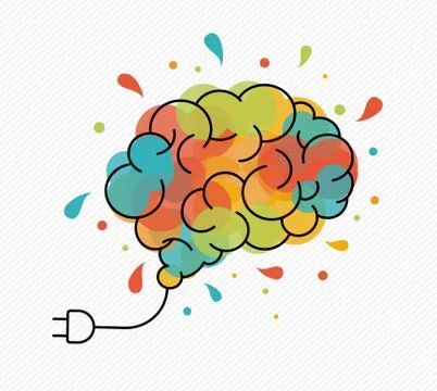 Creative art idea concept of brain as light bulb Stock-Illustration