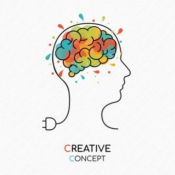 Creative art idea concept of human brain Stockillustratie