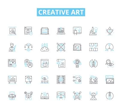 Creative art linear icons set. Visionary, Imaginative, Innovative, Expressive Stock Illustration