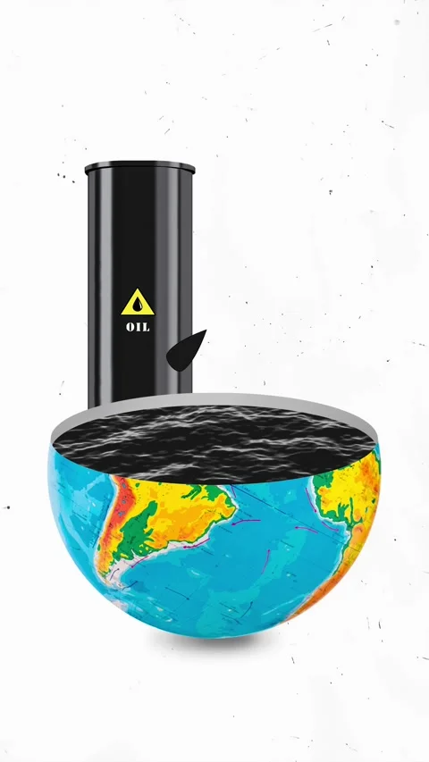 Creative art motion collage video of man activist jump cut goblet water oil Stock Footage 302991564