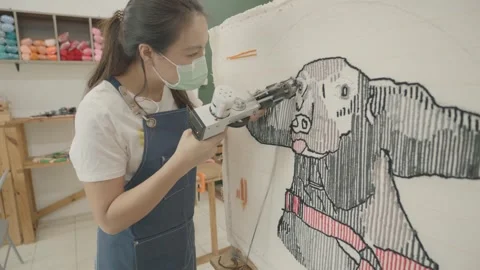 Creative Art Project with Drawing Technology Stock Footage 329374919