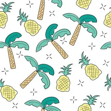 Creative art seamless endless repeating pattern texture with tropical elements Stockillustratie