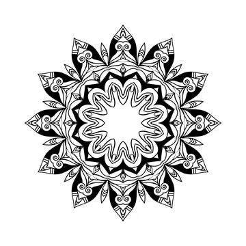 Creative art style hand drawn black and white colorful mandala background Stock Illustration