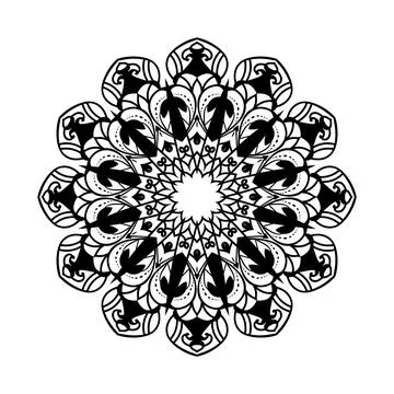 Creative art style hand drawn black and white colors mandala background Иллюстрация