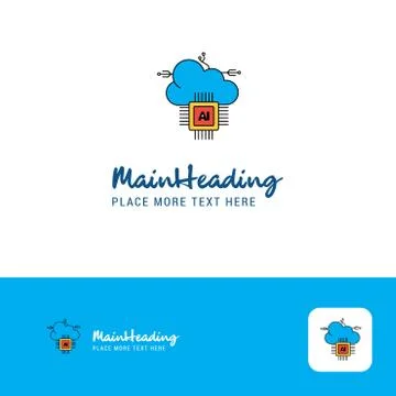 Creative Artificial intelligence on cloud Logo Design. Flat color Logo place  Stock Illustration