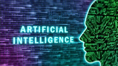 Creative artificial intelligence illustration with human face Stock Illustration