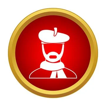 Creative artist working in red button avatar Stock Illustration
