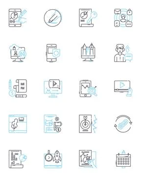 Creative arts linear icons set. Imagination, Inspiration, Colorful, Bold Illustrazione stock