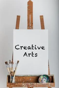 Creative Arts painted in black paint on white canvas Stock Photos