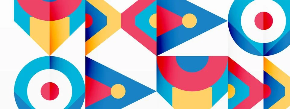 Creative arts pattern with colorful arrows, circles on a white background Stock Illustration