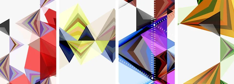 Creative arts with a pattern of four colored triangles on white background Stock Illustration