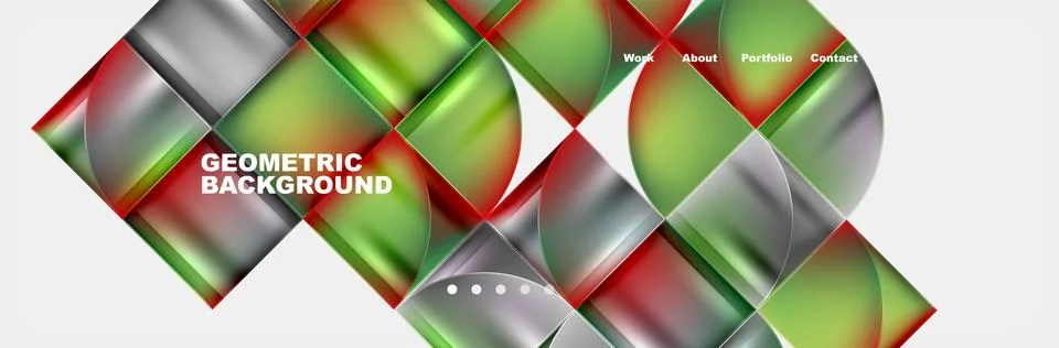 Creative arts pattern of red, green, and silver squares on white background Illustrazione stock