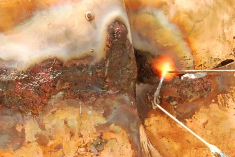 Creative artwork by welding copper and gold metal Stock Photos