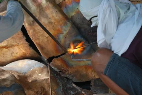 Creative artwork by welding copper and gold metal 库存照片