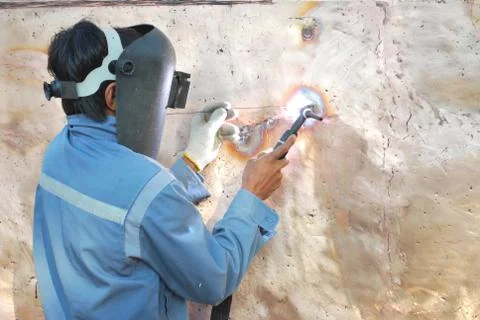Creative artwork by welding copper and gold metal Stock-Fotos