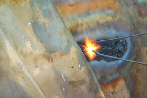 Creative artwork by welding copper and gold metal 库存照片