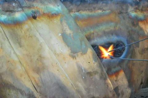 Creative artwork by welding copper and gold metal Stock Photos