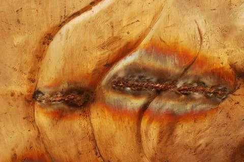 Creative artwork by welding copper and gold metal Foto stock