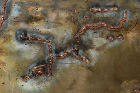 Creative artwork by welding copper and gold metal Stock Photos