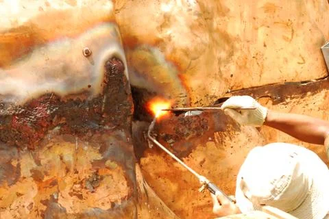Creative artwork by welding copper and gold metal Stock-Fotos