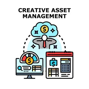Creative asset management thinking about financial solutions イラスト素材