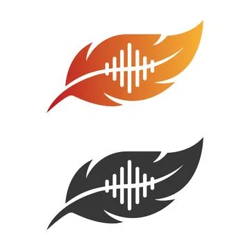Creative Audio Feather Wave Logo Design for Podcast Music Studio Ilustração Stock