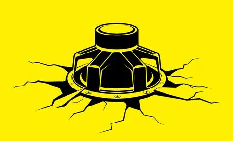 Creative audio speaker vector illustration. Powerful audio speaker crack flor to Illustrazione stock