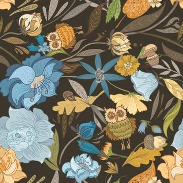 Creative Autumn Blue Vector Pattern Stock Illustration