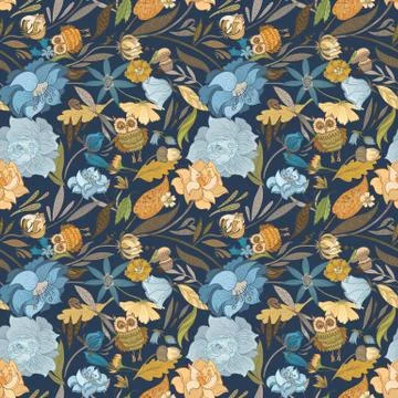 Creative Autumn Blue Vector Pattern Stock Illustration