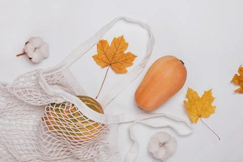 Creative autumn composition with pumpkins yellow leaves 스톡 사진