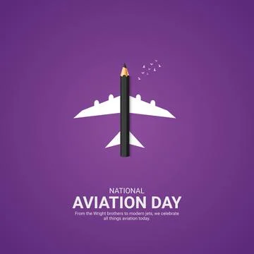 Creative Aviation Day ads design. National Aviation Day, Celebrated in Unit.. Illustrazione stock