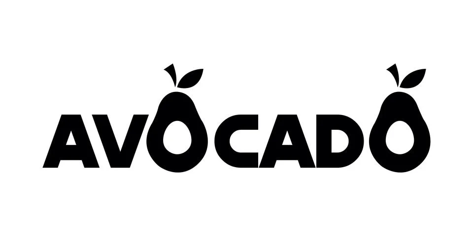 Creative Avocado Logo Featuring Unique Typography and Minimalist Design Ele.. Stock Illustration
