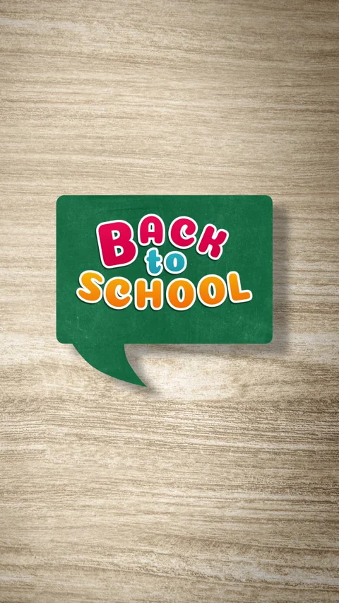Creative Back to School Chalkboard Label Animation on a Wooden Background Stock Footage 337736907