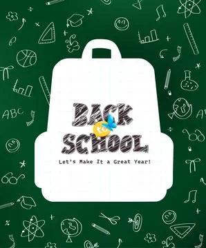 Creative back to school design featuring backpack silhouette filled with no.. Stock Illustration