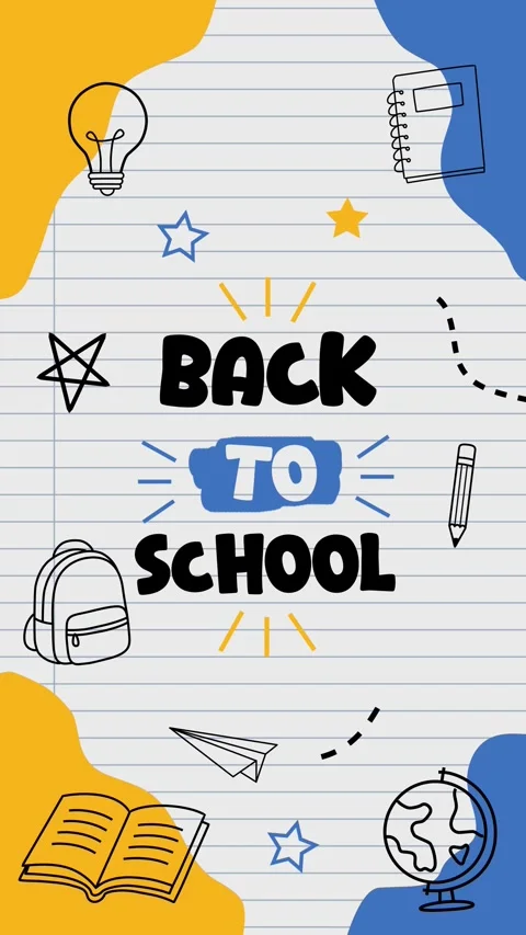 Creative Back to School Doodle Loop Animation in Vertical Format Stock Footage 339888882