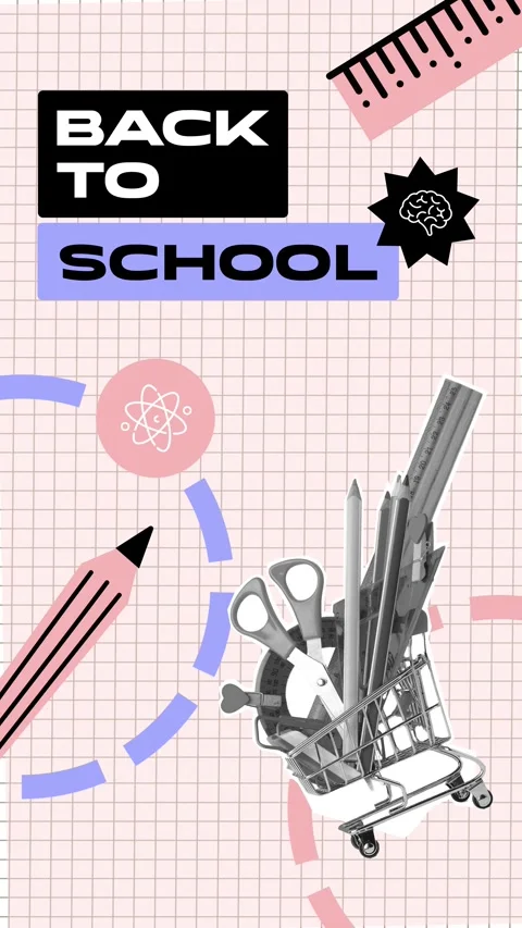 Creative back to school supplies shopping ideas for students at the start of the Stock Footage 322550249