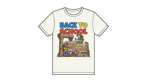 Creative back to school t shirt design with historical monument graphic Ilustración de archivo