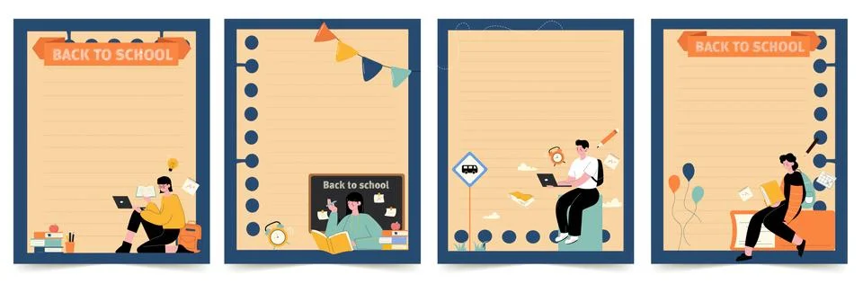 Creative Back to School Template Design with Modern Illustrations for Stock Illustration