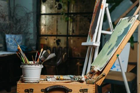 Creative background on canvas in studio, modern art Stock Photos