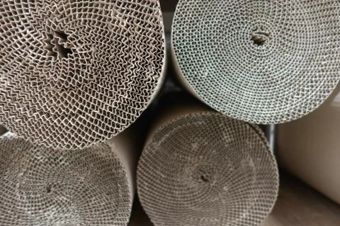 Creative background from corrugated packaging cardboard. Stock Photos