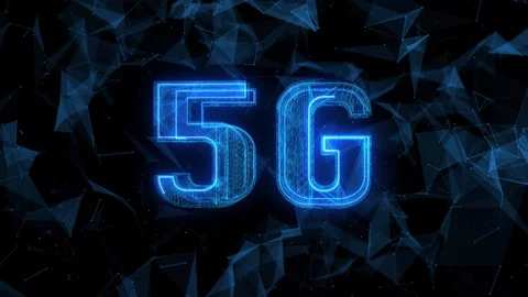 Creative background, the inscription 5G on the background of purple and blue Stock Footage 111997615